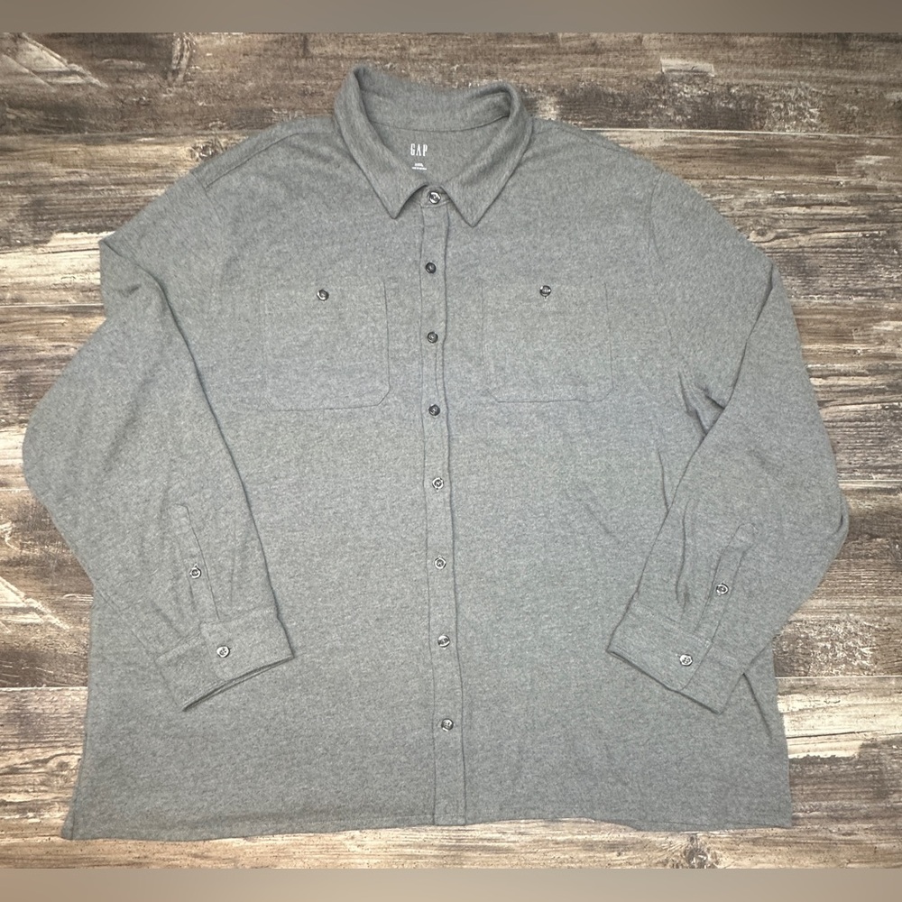 GAP Jersey Shirt - Button Down - Gray - 3XL